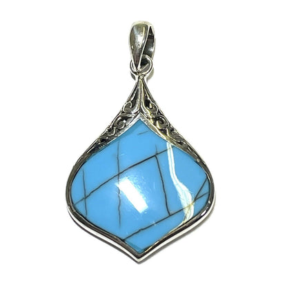 Sterling Silver Turquoise Color Teardrop Pendant