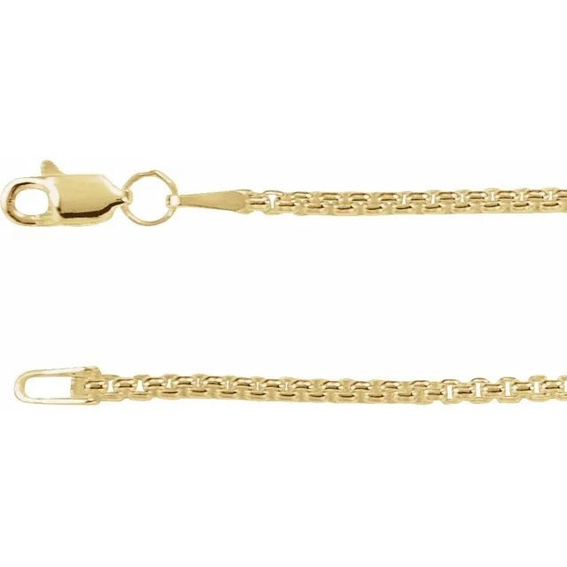 14K Yellow Gold-Filled 1.8mm Rounded Box Chain Necklace 18" Lobster Clasp