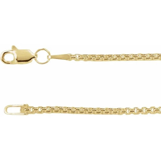 14K Yellow Gold-Filled 1.8mm Rounded Box Chain Necklace 18" Lobster Clasp