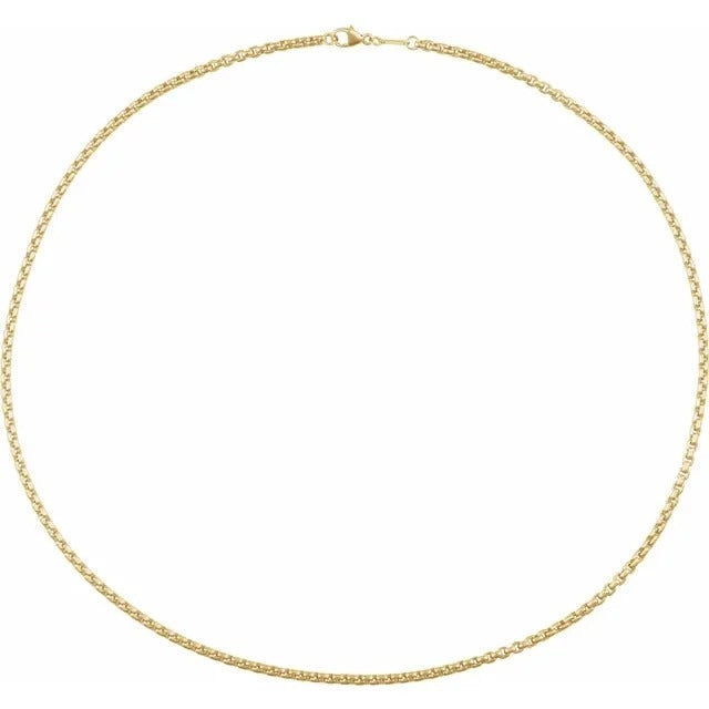 14K Yellow Gold-Filled 1.8mm Rounded Box Chain Necklace 18" Lobster Clasp