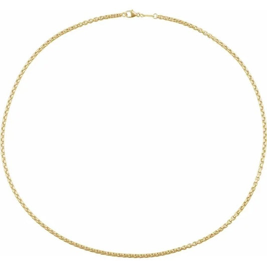 14K Yellow Gold-Filled 1.8mm Rounded Box Chain Necklace 18" Lobster Clasp