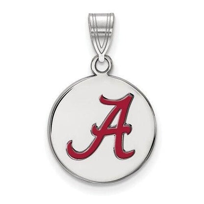 Sterling Silver University Of Alabama Medium Enameled  Pendant  Crimson Tide Logo