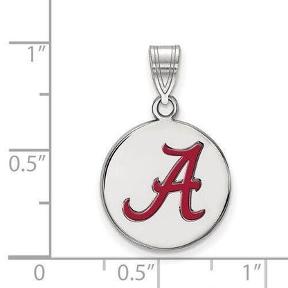 Sterling Silver University Of Alabama Medium Enameled  Pendant  Crimson Tide Logo