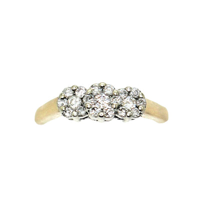 1/2 ct Diamond 3 Cluster Ring REAL Solid 14k Yellow Gold 3.6g Size 8.75