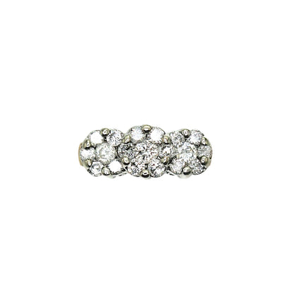 1/2 ct Diamond 3 Cluster Ring REAL Solid 14k Yellow Gold 3.6g Size 8.75