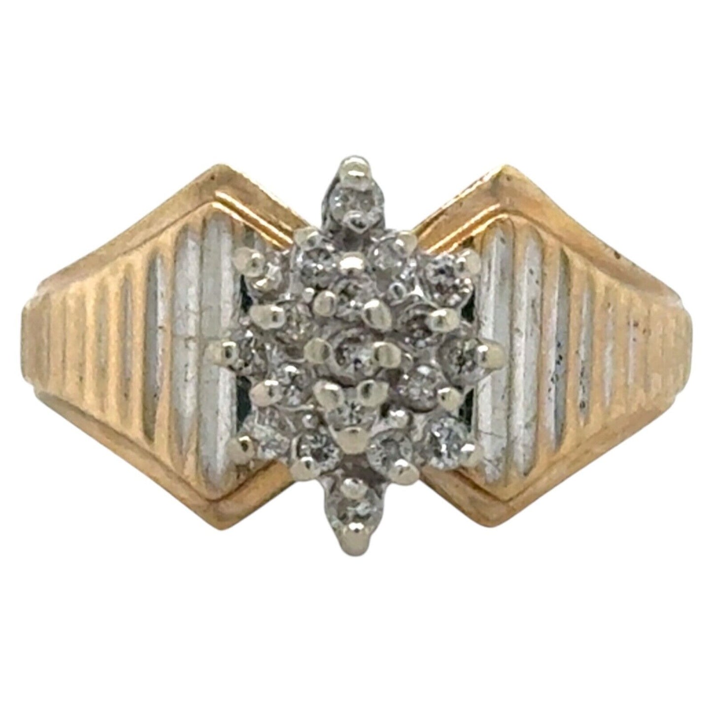 1/3ctw Diamond Cluster 10k Yellow Gold Ring 4.3g Size 8.25
