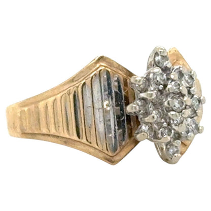 1/3ctw Diamond Cluster 10k Yellow Gold Ring 4.3g Size 8.25