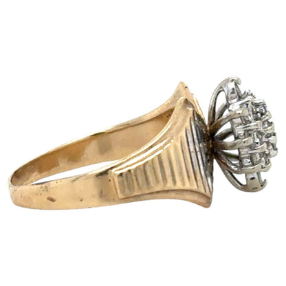 1/3ctw Diamond Cluster 10k Yellow Gold Ring 4.3g Size 8.25