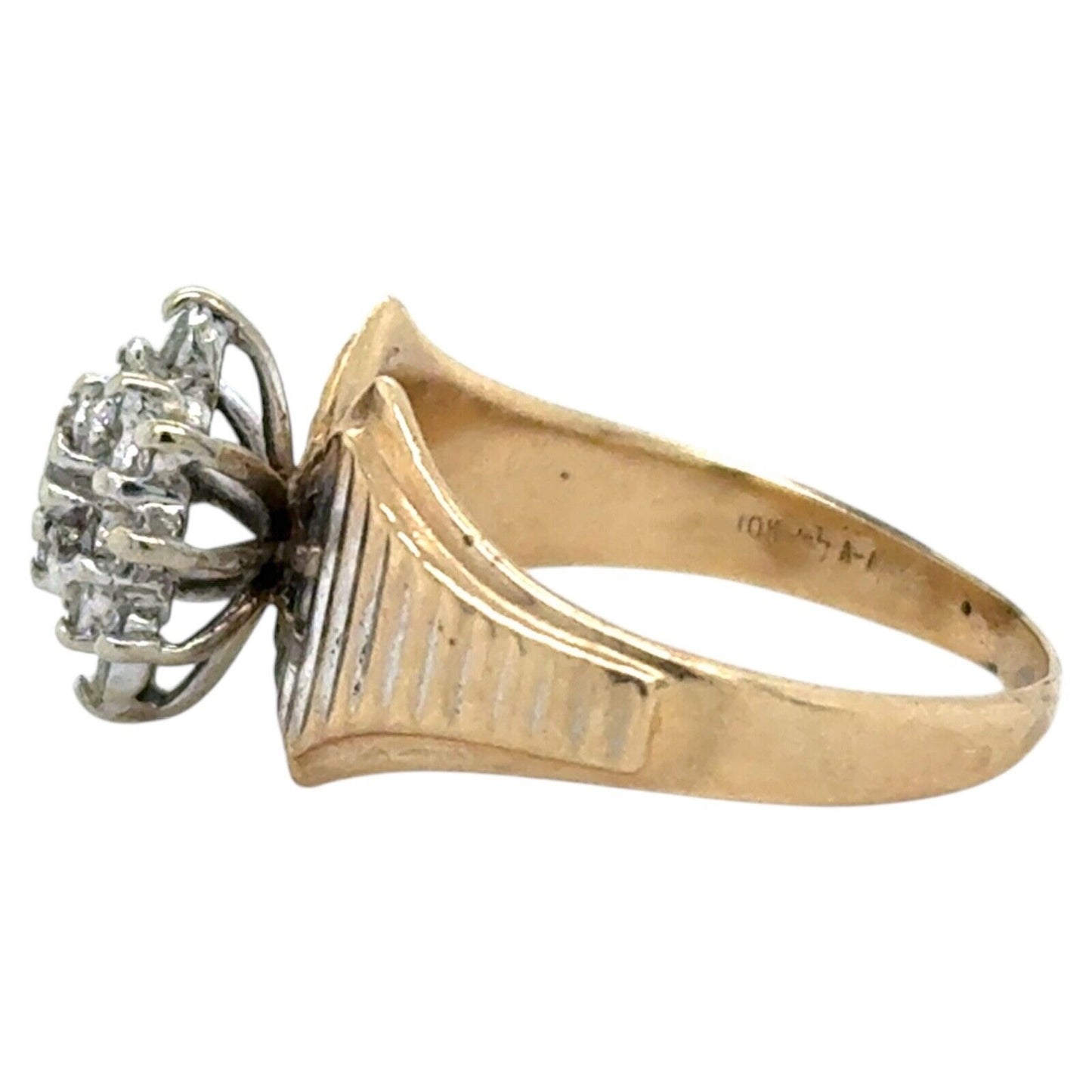 1/3ctw Diamond Cluster 10k Yellow Gold Ring 4.3g Size 8.25