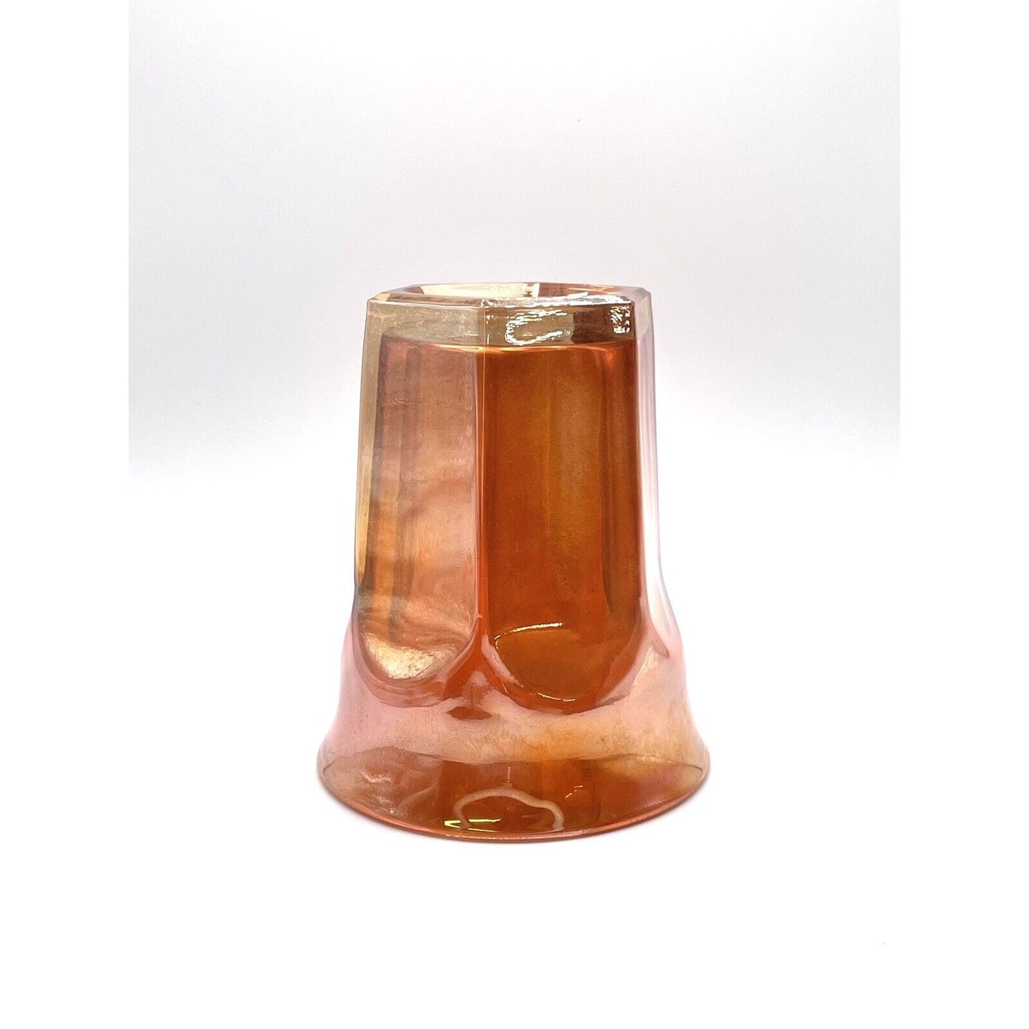 Vintage Northwood Carnival Glass Cup Iridescent Tumblr Water Marigold Orange