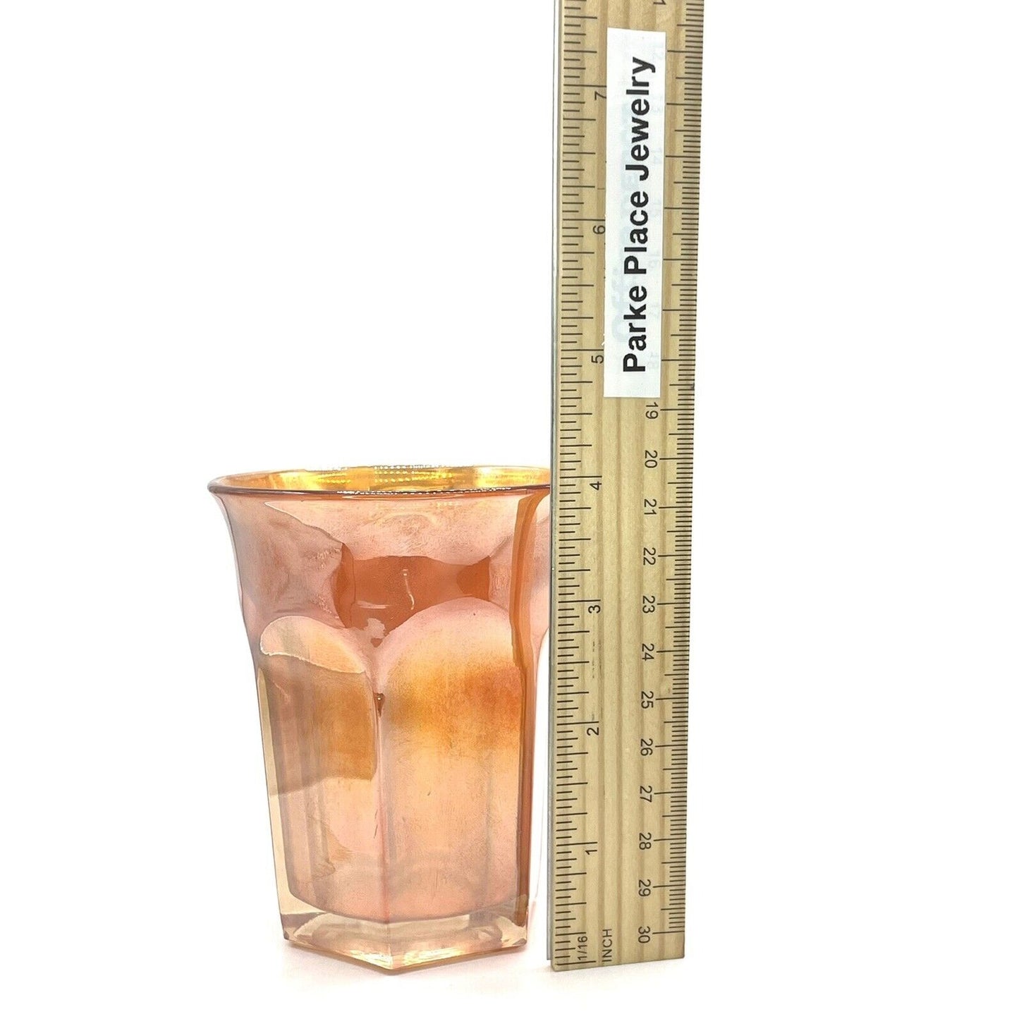 Vintage Northwood Carnival Glass Cup Iridescent Tumblr Water Marigold Orange