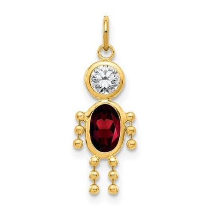 10k Yellow Gold Cubic Zirconia and January Boy Birthstone Charm Pendant