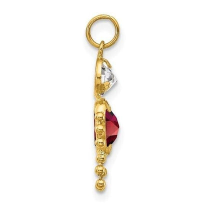 10k Yellow Gold Cubic Zirconia and January Boy Birthstone Charm Pendant
