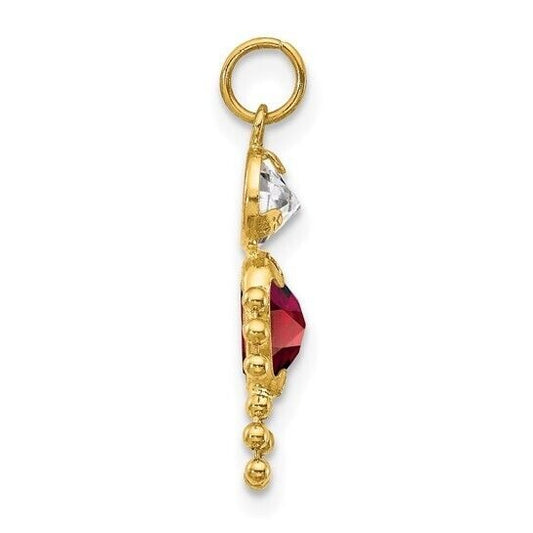 10k Yellow Gold Cubic Zirconia and January Boy Birthstone Charm Pendant