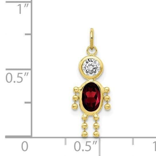 10k Yellow Gold Cubic Zirconia and January Boy Birthstone Charm Pendant