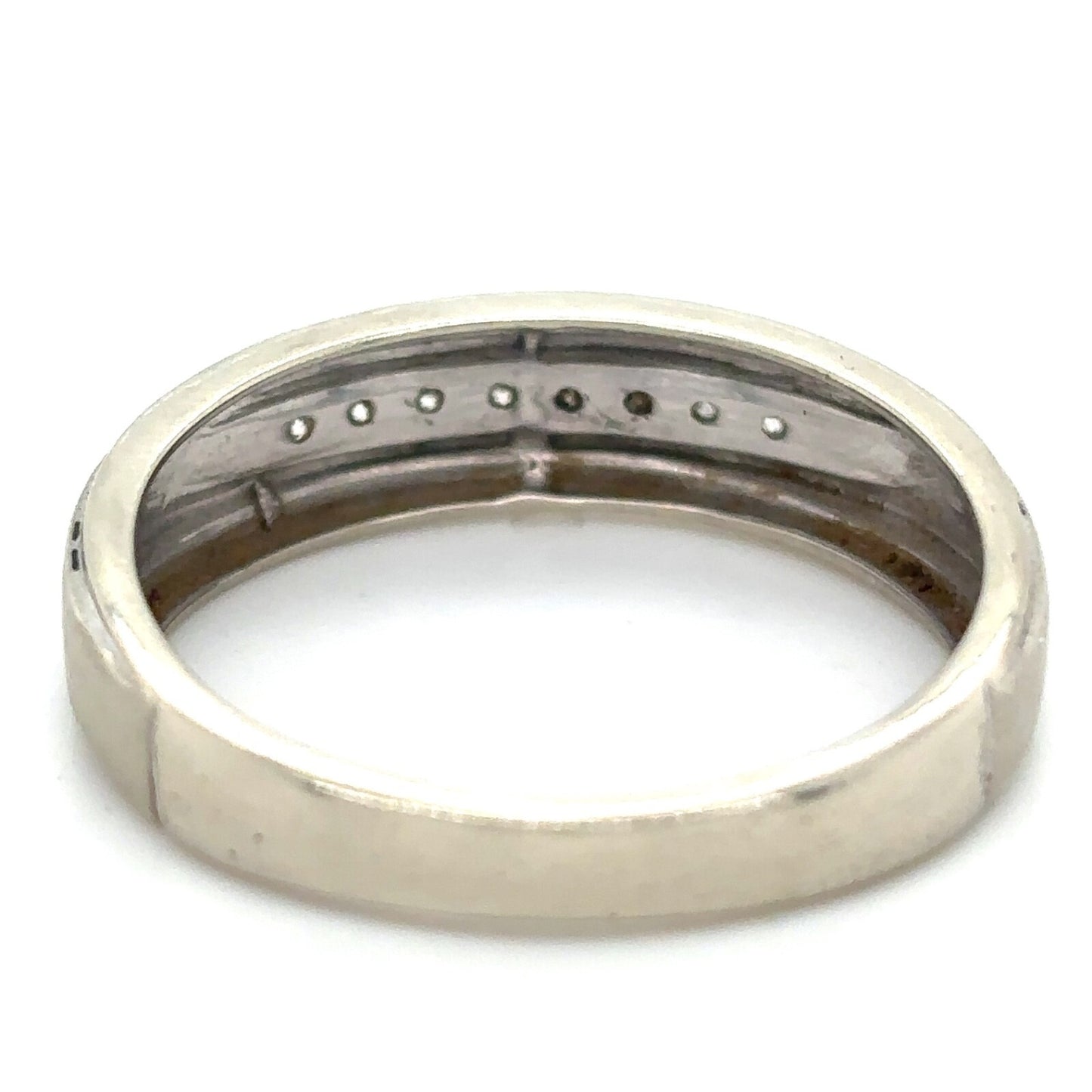 10k White Gold 1/10ctw Diamond Wedding Band 2.6g Size 10.25