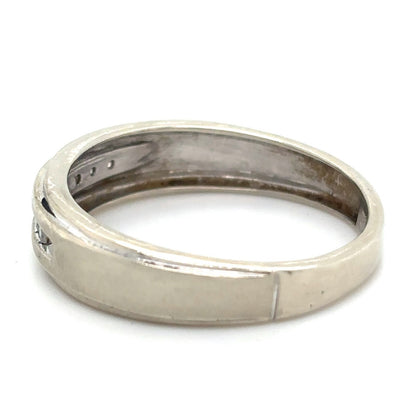 10k White Gold 1/10ctw Diamond Wedding Band 2.6g Size 10.25