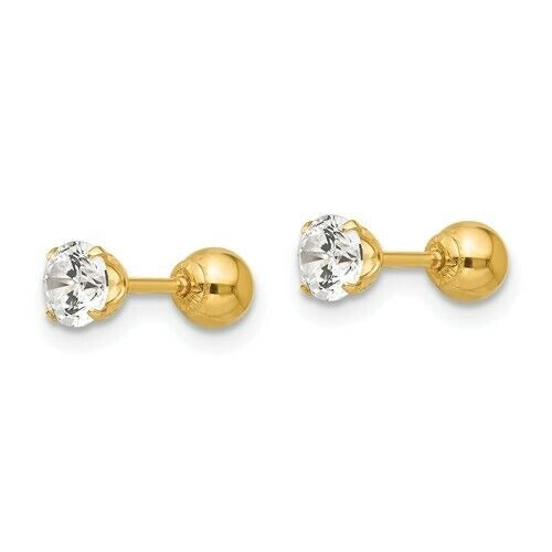 14k Yellow Gold Madi K Reversible Cubic Zirconia 4mm Ball Earrings