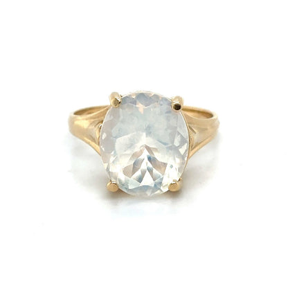 10K Yellow Gold Solitaire Opalite Ring 3.0g Size 6.75