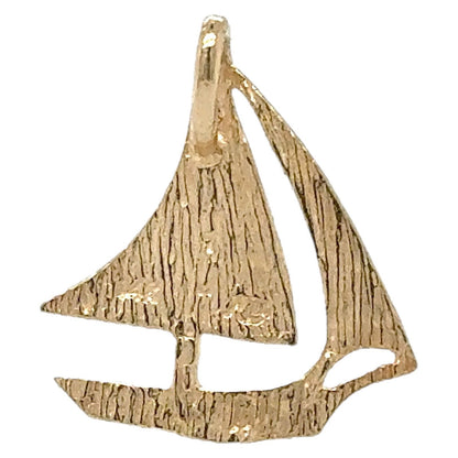 Sailboat 14K Yellow Gold Pendant Nautical Jewelry 0.7g