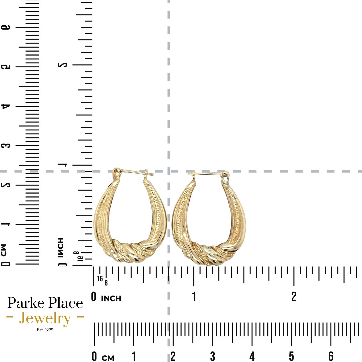 14k Yellow Gold Oval Twist Hoop Earrings 1.9g