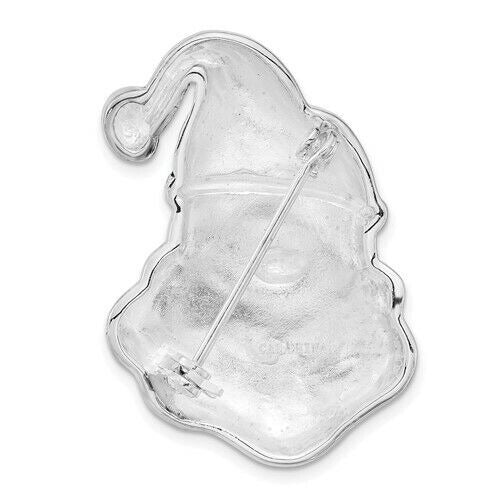 Brass Silver-tone Marcasite and Enameled Santa Claus Pin