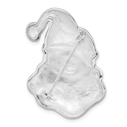 Brass Silver-tone Marcasite and Enameled Santa Claus Pin