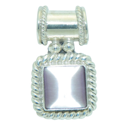Sterling Silver & Pink Stone Pendant .925 Solid  6.7g Rope Twist Design