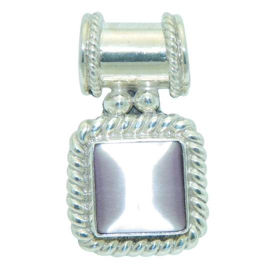 Sterling Silver & Pink Stone Pendant .925 Solid  6.7g Rope Twist Design