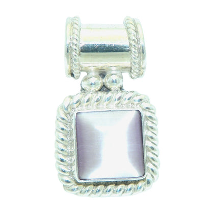 Sterling Silver & Pink Stone Pendant .925 Solid  6.7g Rope Twist Design