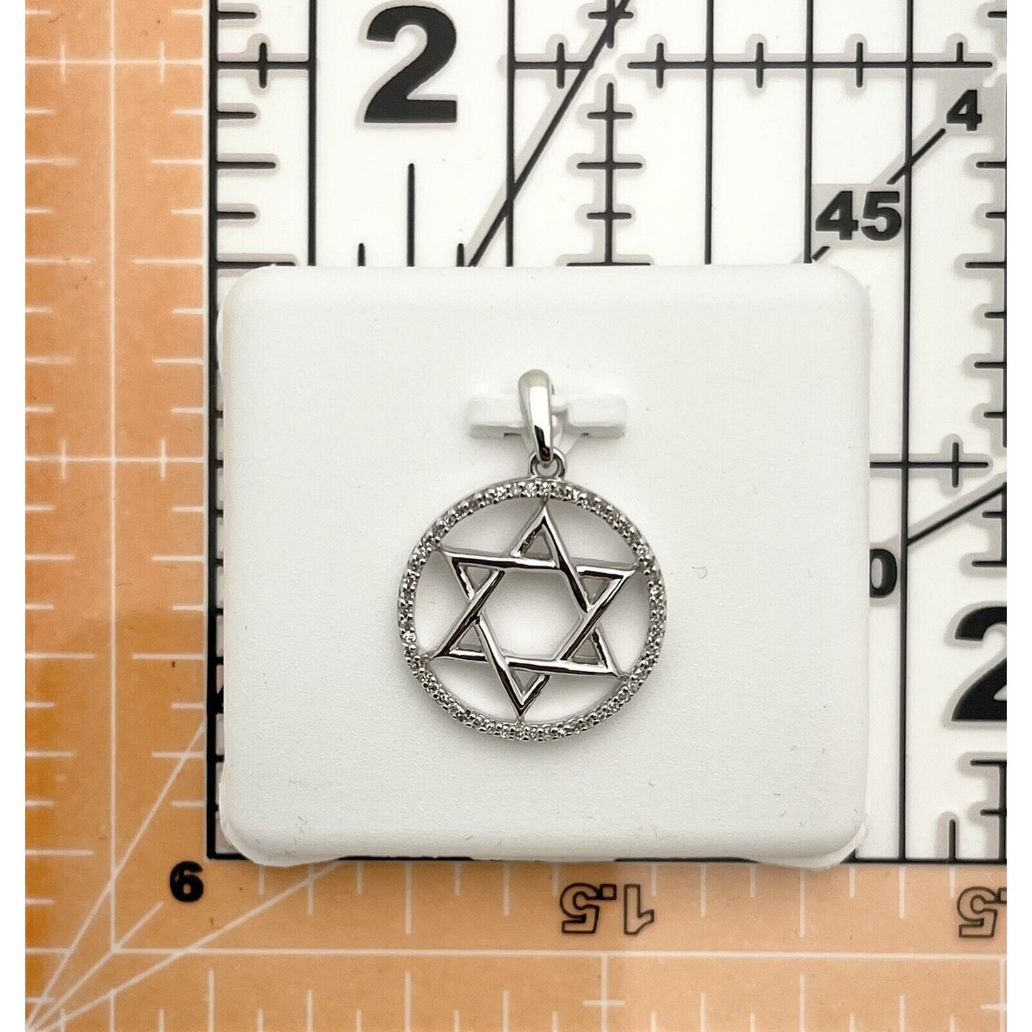 Sterling Silver Round 1/10 ctw Diamond Star of David Religious Pendant
