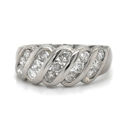 14k White Gold 1/4 ctw Diamond Size 8.25 Band Ring 3.8g