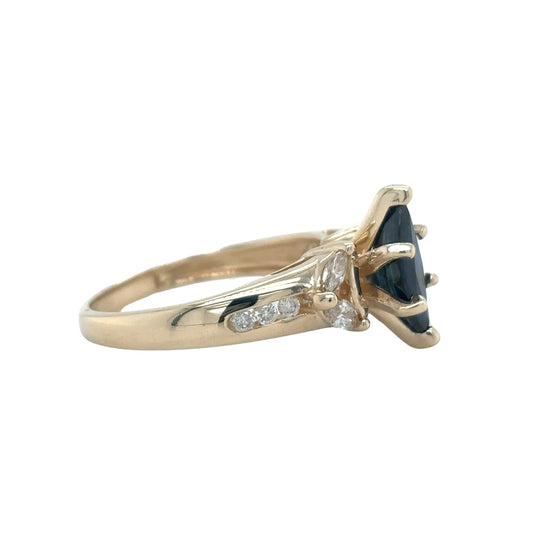 14k Yellow Gold 1 1/3ctw Sapphire Diamond Size 7.25 Ring 4.2g