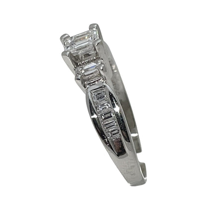 Exquisite 1.25 TCW Diamond Engagement Ring In Solid Platinum Emerald Cut Solitaire With Accents Size 9.75 8.1 g VVS Clarity G-H Color