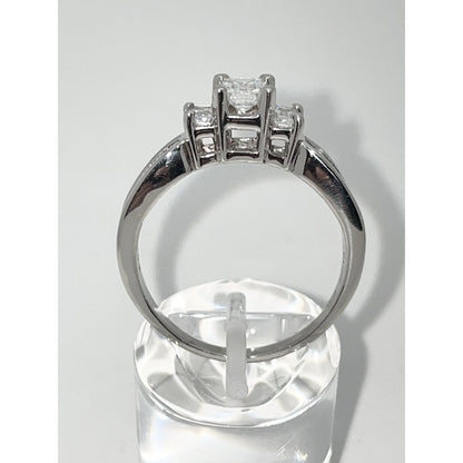 Exquisite 1.25 TCW Diamond Engagement Ring In Solid Platinum Emerald Cut Solitaire With Accents Size 9.75 8.1 g VVS Clarity G-H Color