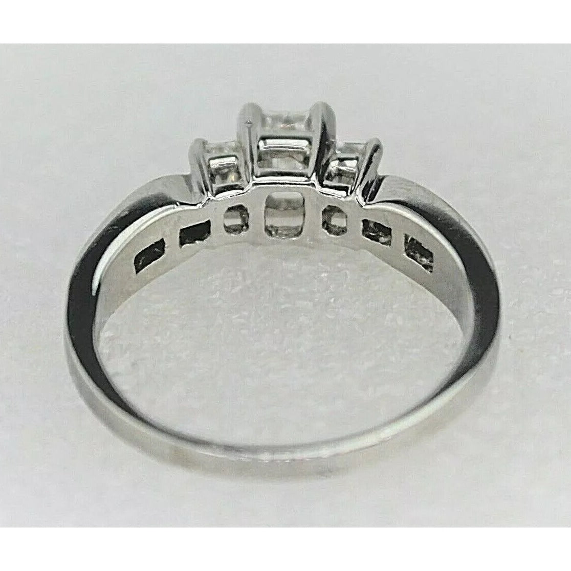 Exquisite 1.25 TCW Diamond Engagement Ring In Solid Platinum Emerald Cut Solitaire With Accents Size 9.75 8.1 g VVS Clarity G-H Color