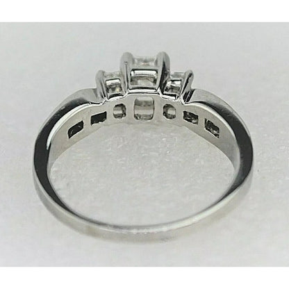 Exquisite 1.25 TCW Diamond Engagement Ring In Solid Platinum Emerald Cut Solitaire With Accents Size 9.75 8.1 g VVS Clarity G-H Color