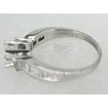 Exquisite 1.25 TCW Diamond Engagement Ring In Solid Platinum Emerald Cut Solitaire With Accents Size 9.75 8.1 g VVS Clarity G-H Color