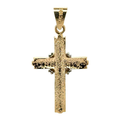 14K Yellow & White Multi-Tone Gold Cross Pendant 3.9g