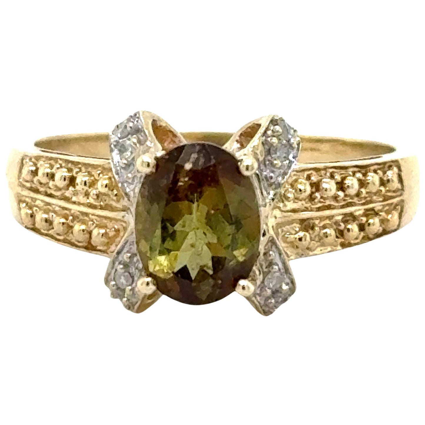 Multicolor Gemstone & Diamonds 10k Yellow Gold Ring 3.5g Size 9