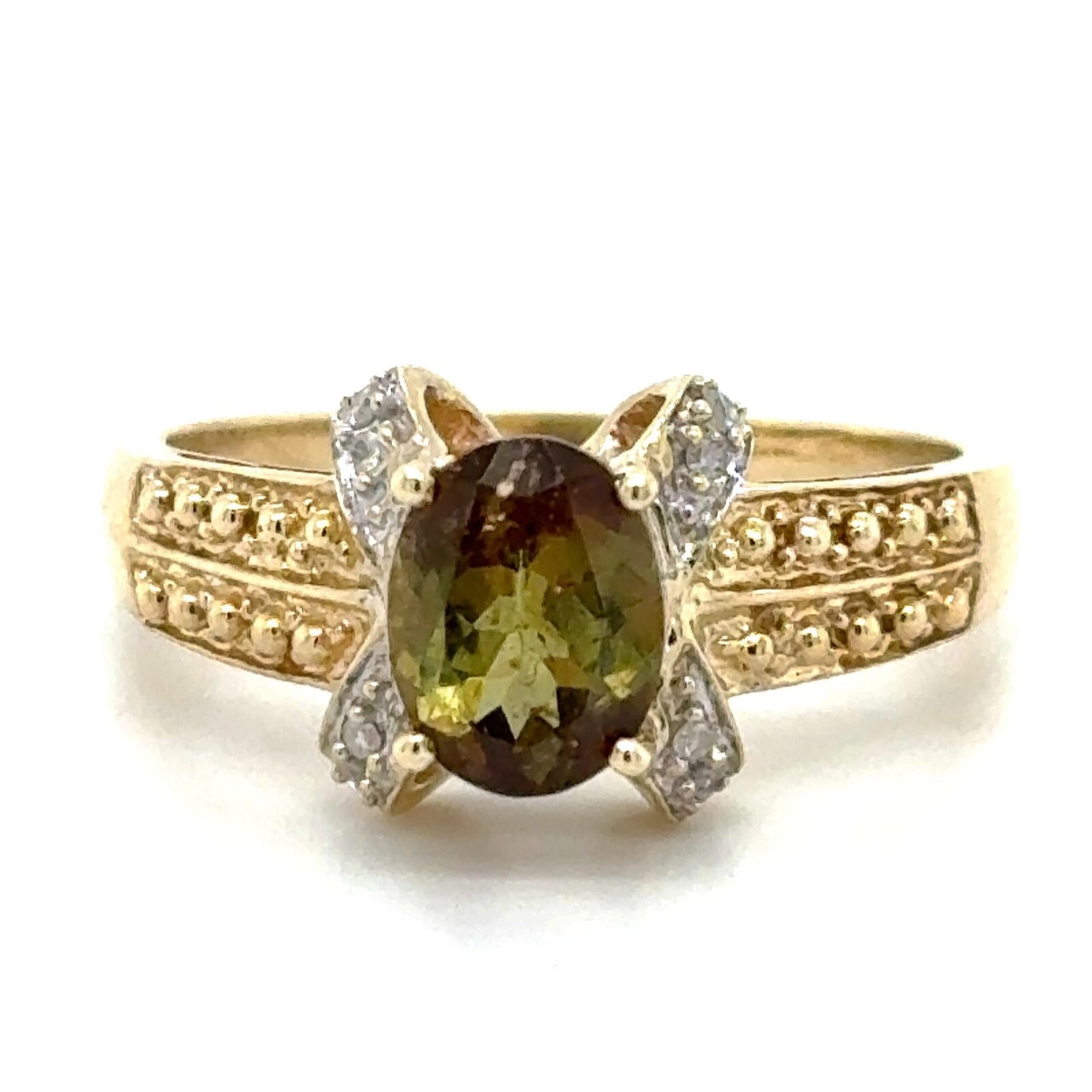 Multicolor Gemstone & Diamonds 10k Yellow Gold Ring 3.5g Size 9