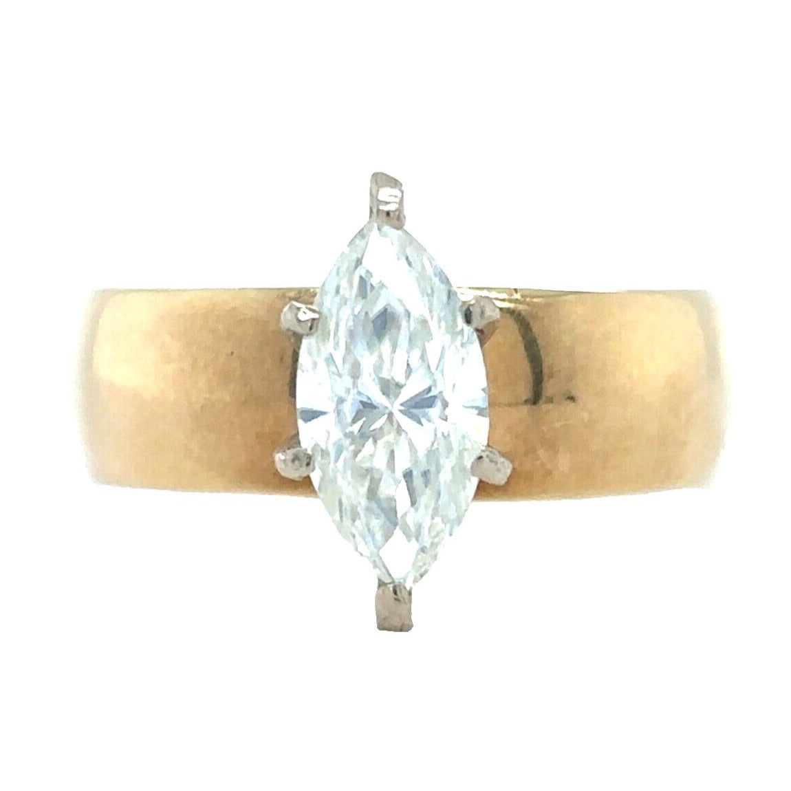 Marquise Moissanite Solitaire 10k Yellow Gold Ring 3.7g Size 6.75