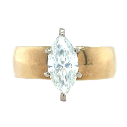 Marquise Moissanite Solitaire 10k Yellow Gold Ring 3.7g Size 6.75
