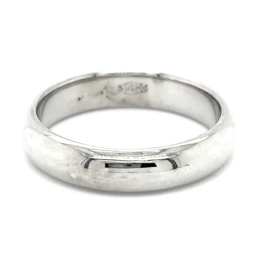 4.8mm Wedding Band Ring  14K White Gold 6.9g Size 9