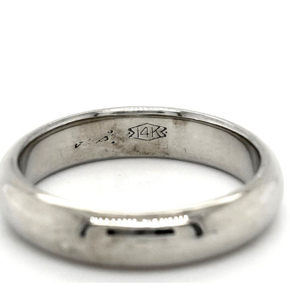 4.8mm Wedding Band Ring  14K White Gold 6.9g Size 9