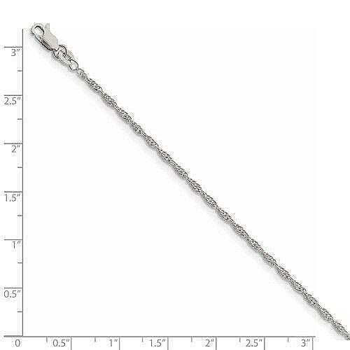 Sterling Silver 16" Rope Chain Necklace Lobster Clasp 2mm 925