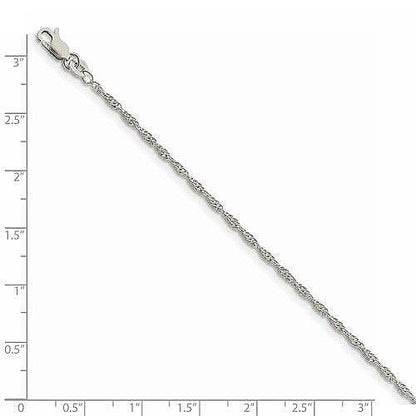 Sterling Silver 16" Rope Chain Necklace Lobster Clasp 2mm 925