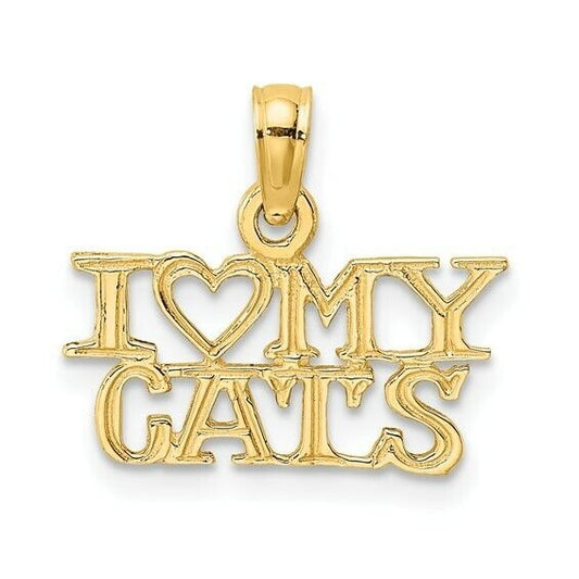10k Yellow Gold I HEART MY CATS Charm