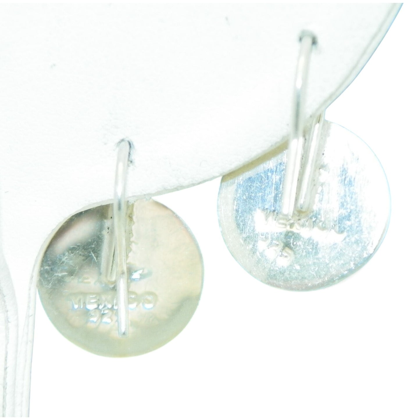 Hook Dangle Earrings .925 Sterling Silver Blue Cat Eye Stone