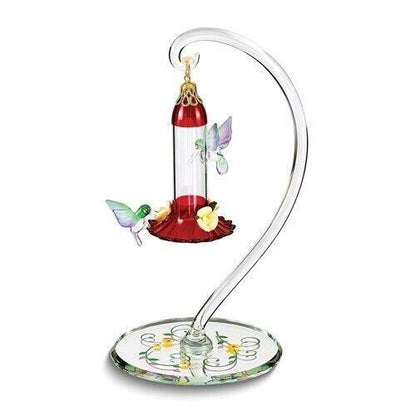 Glass Baron Hummingbirds Sweet Feeder Handcrafted Glass Figurine 5.25"